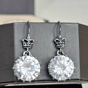 Juicy Couture Rhinestone Crown Motif Drop Earrings
